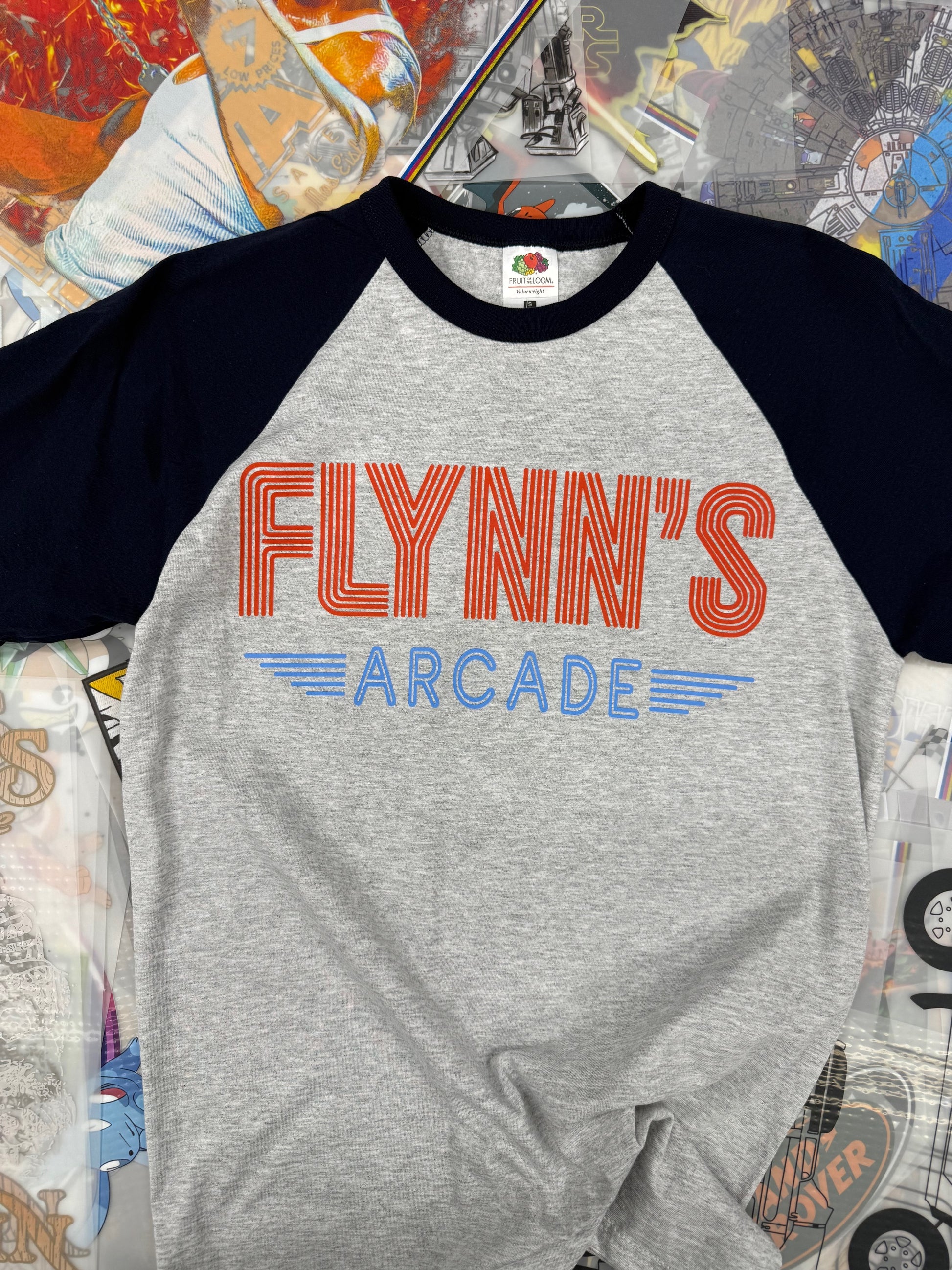 TRON THE MOVIE FLYNNS ARCADE BASEBALL T SHIRT
