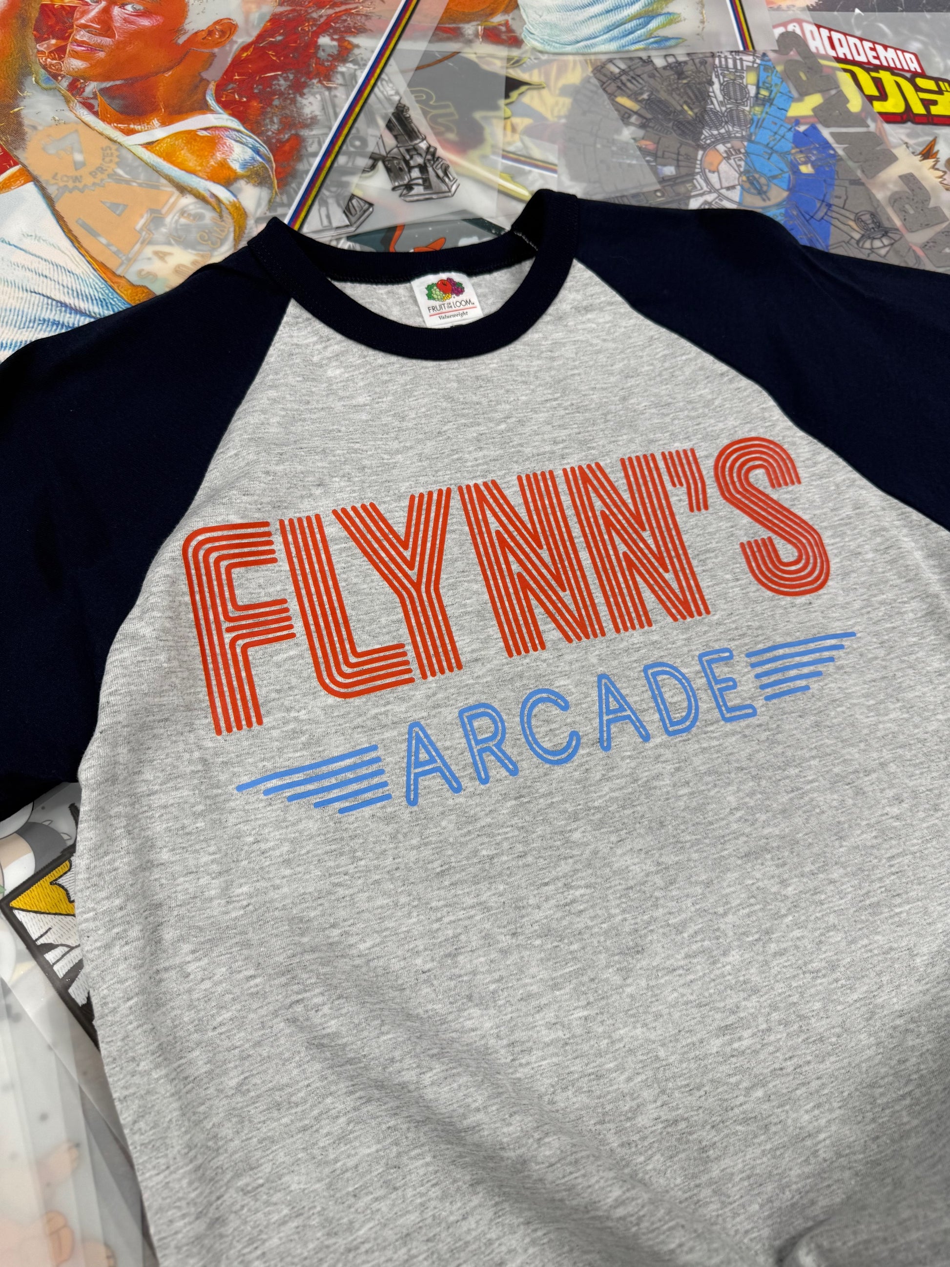 TRON THE MOVIE FLYNNS ARCADE BASEBALL T SHIRT
