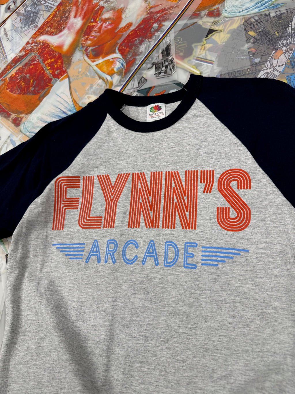TRON THE MOVIE FLYNNS ARCADE BASEBALL T SHIRT