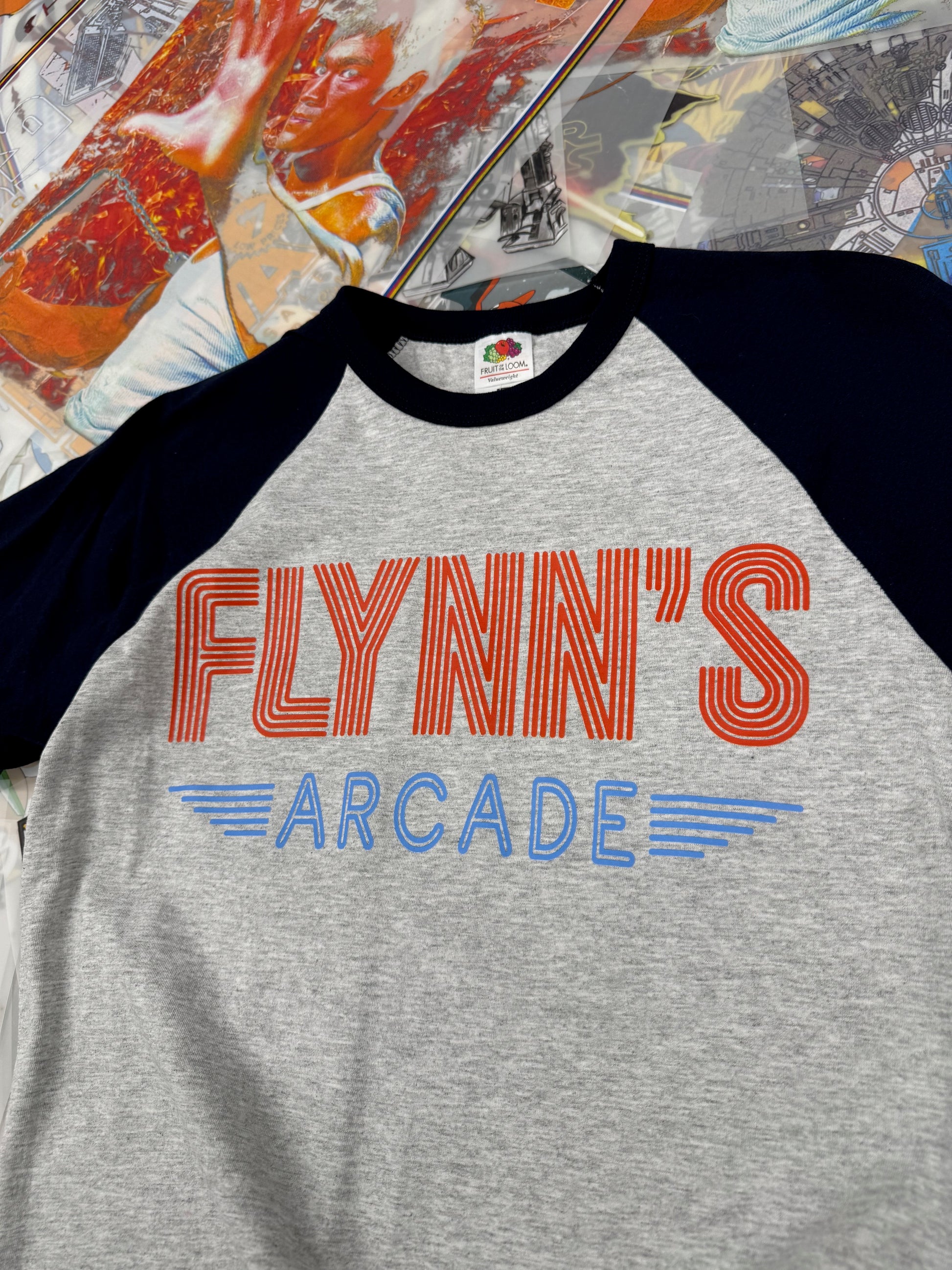 TRON THE MOVIE FLYNNS ARCADE BASEBALL T SHIRT