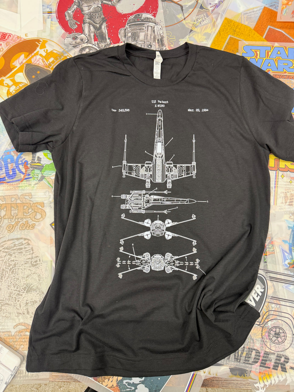 STAR WARS X WING BLUEPRINT BLACK T SHIRT