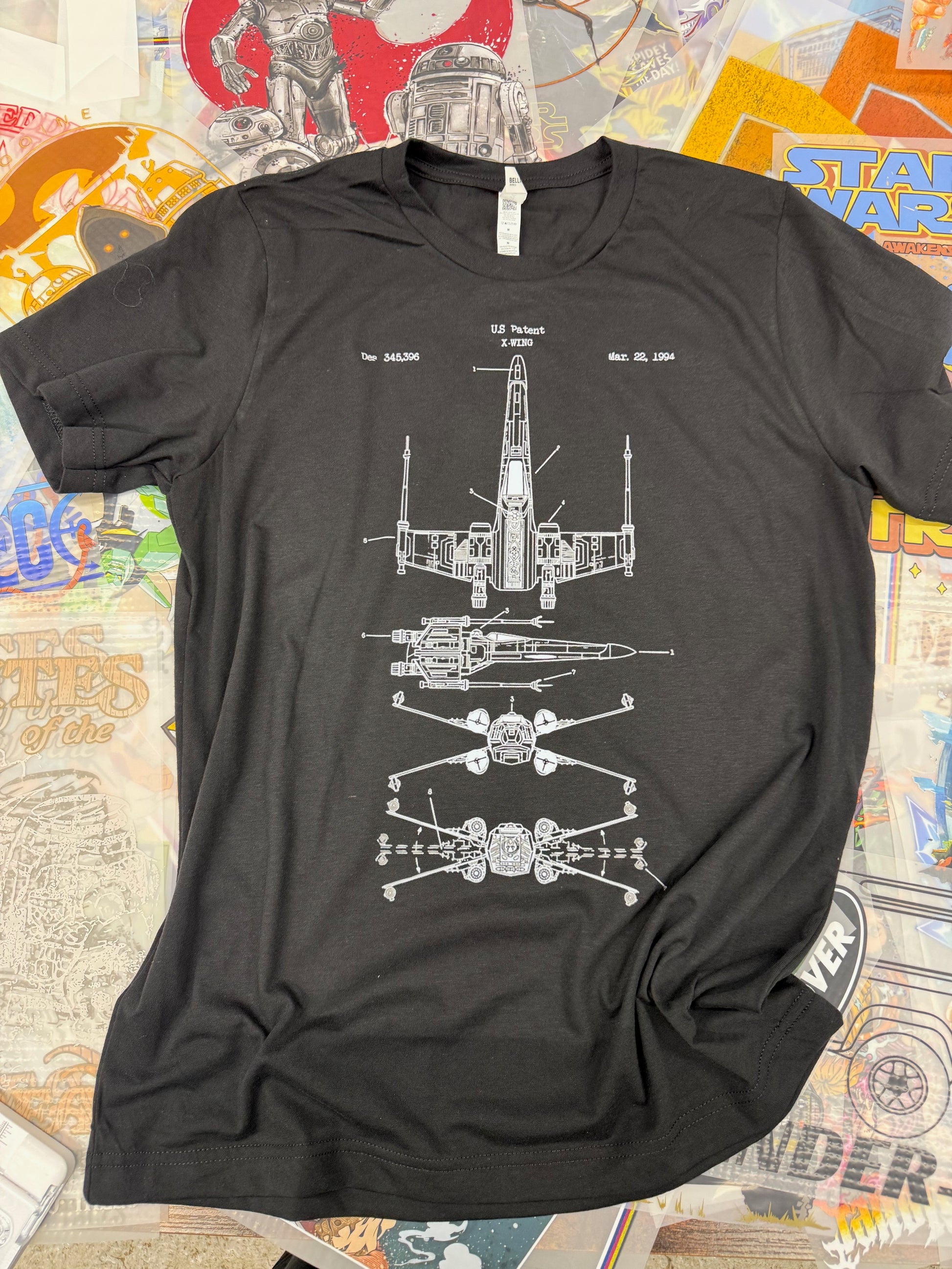 STAR WARS X WING BLUEPRINT BLACK T SHIRT