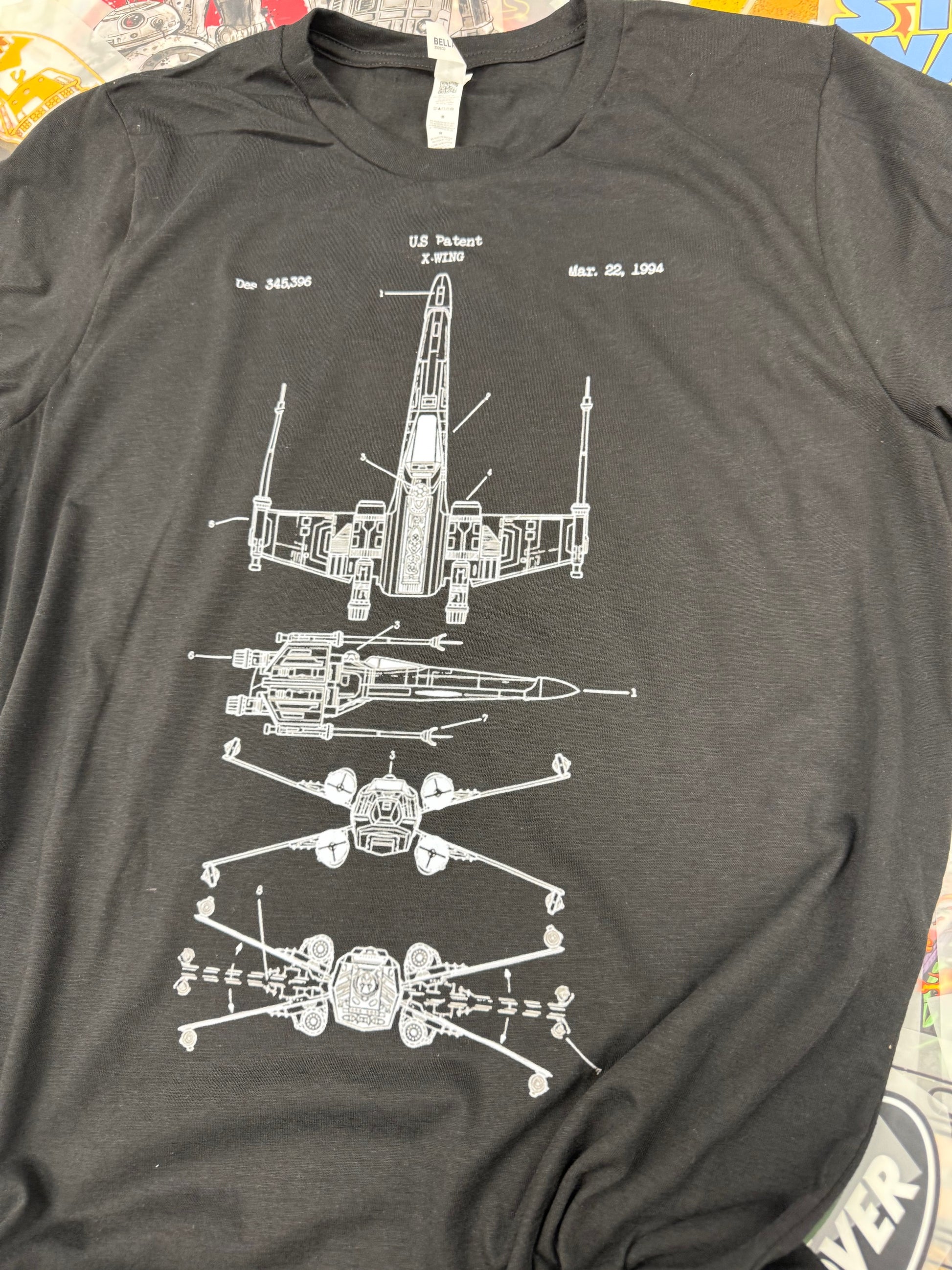 STAR WARS X WING BLUEPRINT BLACK T SHIRT