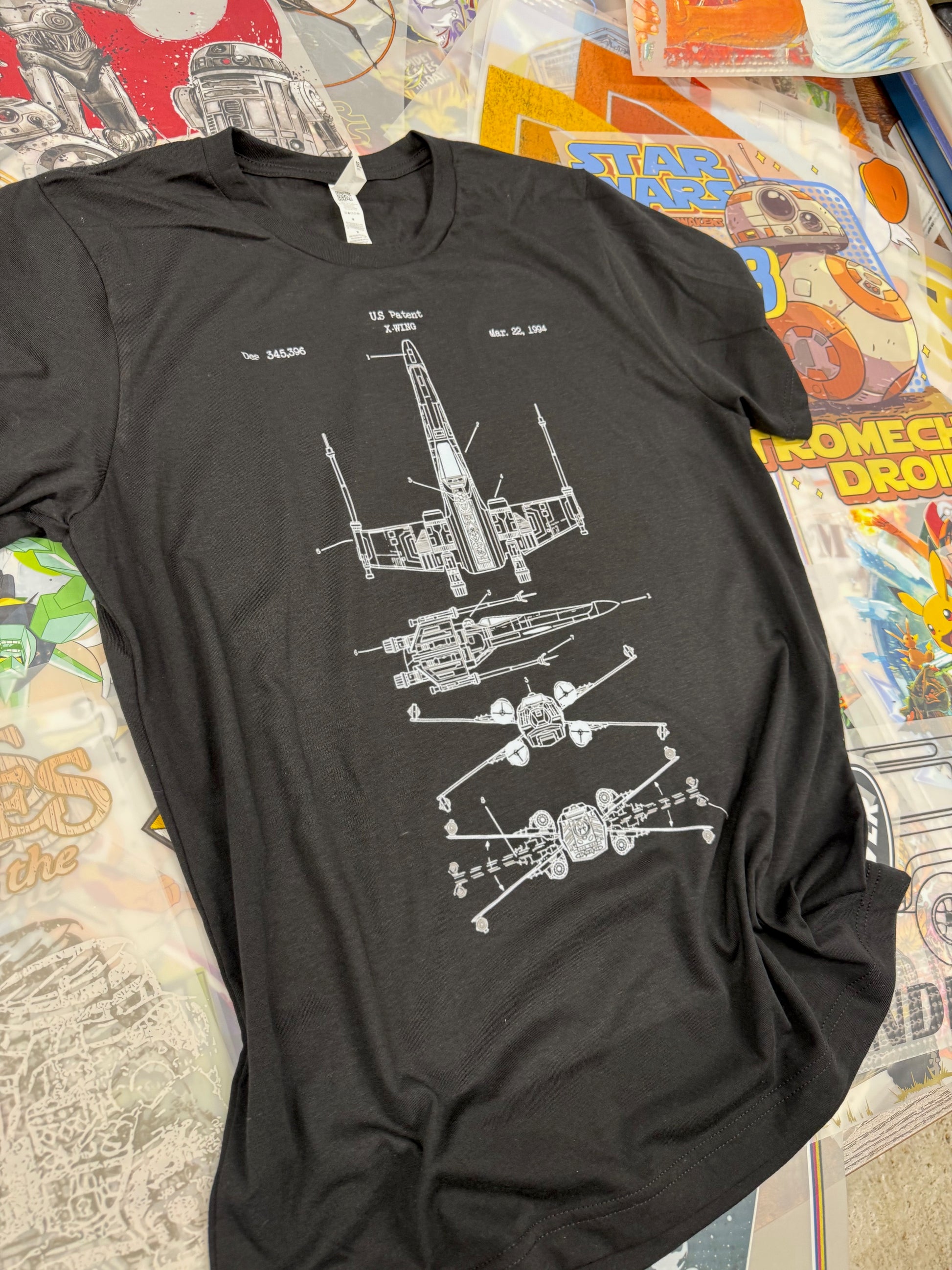STAR WARS X WING BLUEPRINT BLACK T SHIRT