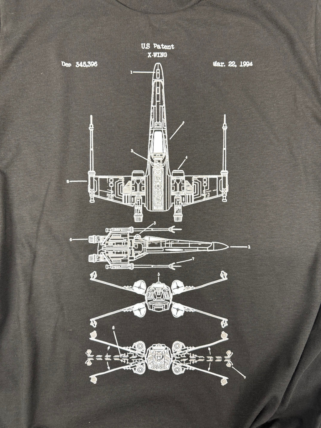 STAR WARS X WING BLUEPRINT BLACK T SHIRT