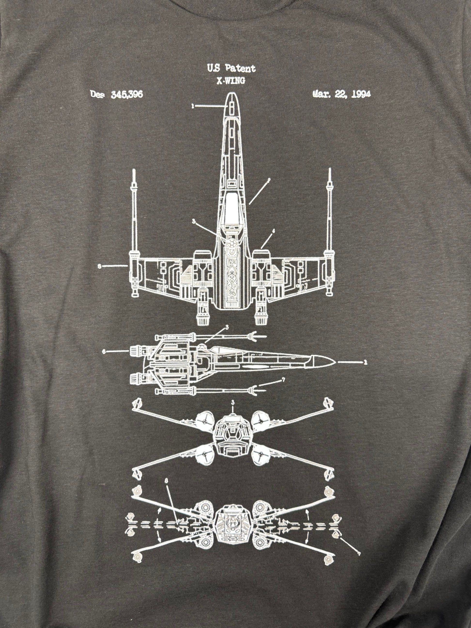 STAR WARS X WING BLUEPRINT BLACK T SHIRT