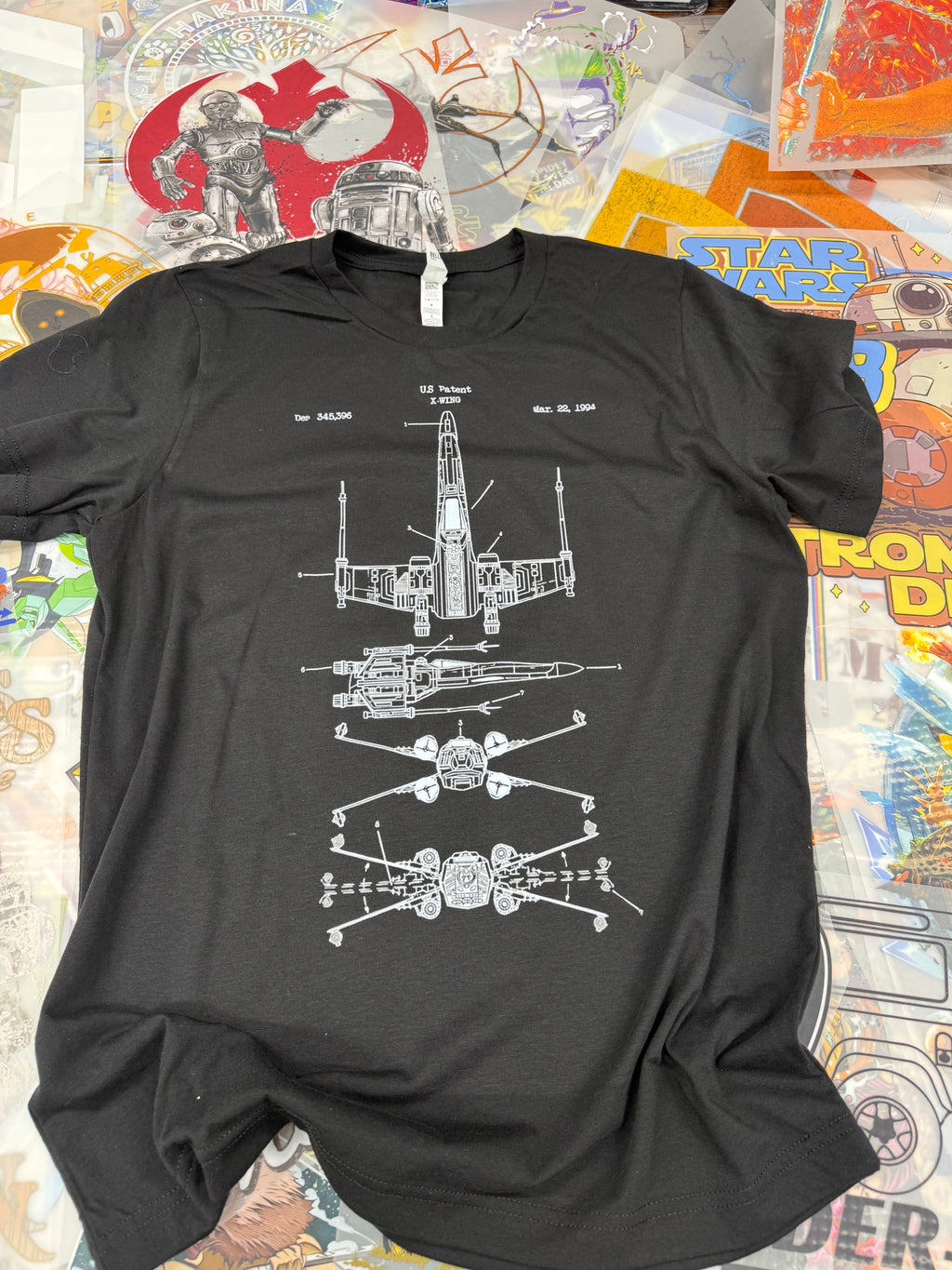 STAR WARS X WING BLUEPRINT BLACK T SHIRT