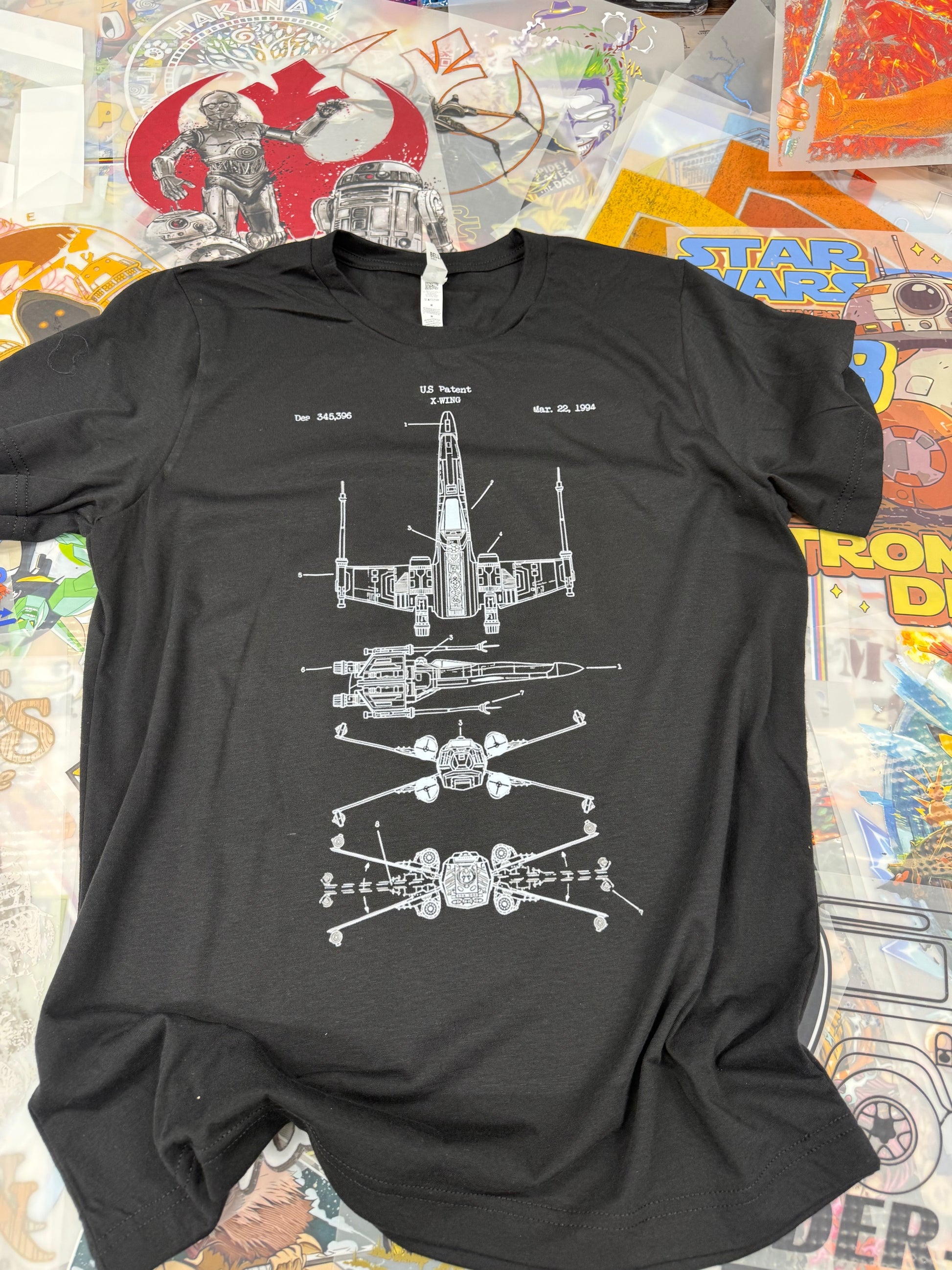 STAR WARS X WING BLUEPRINT BLACK T SHIRT