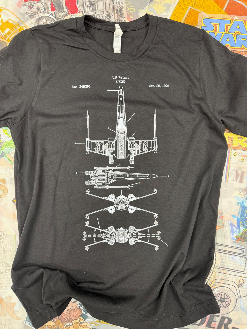 STAR WARS X WING BLUEPRINT BLACK T SHIRT