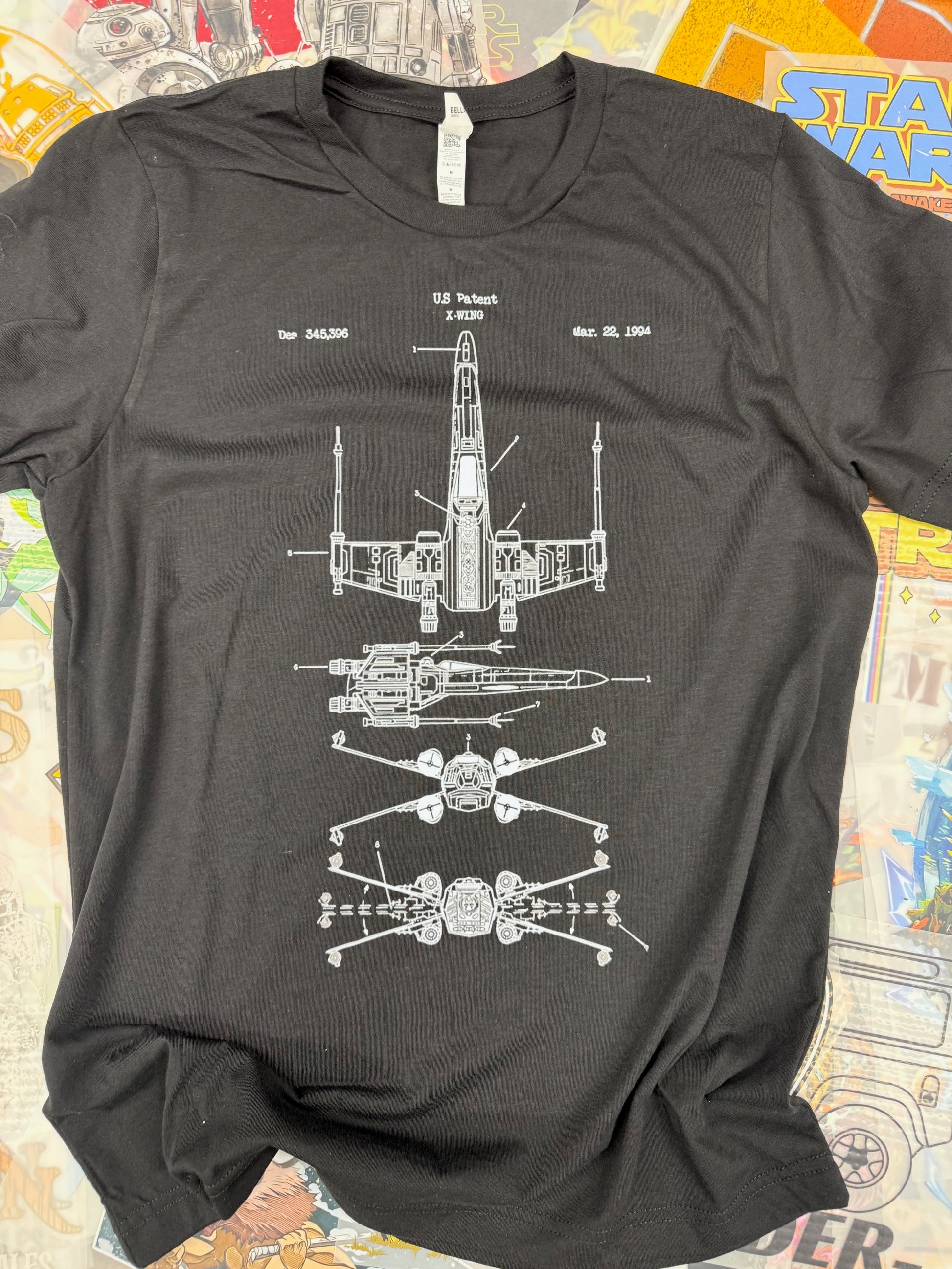 STAR WARS X WING BLUEPRINT BLACK T SHIRT