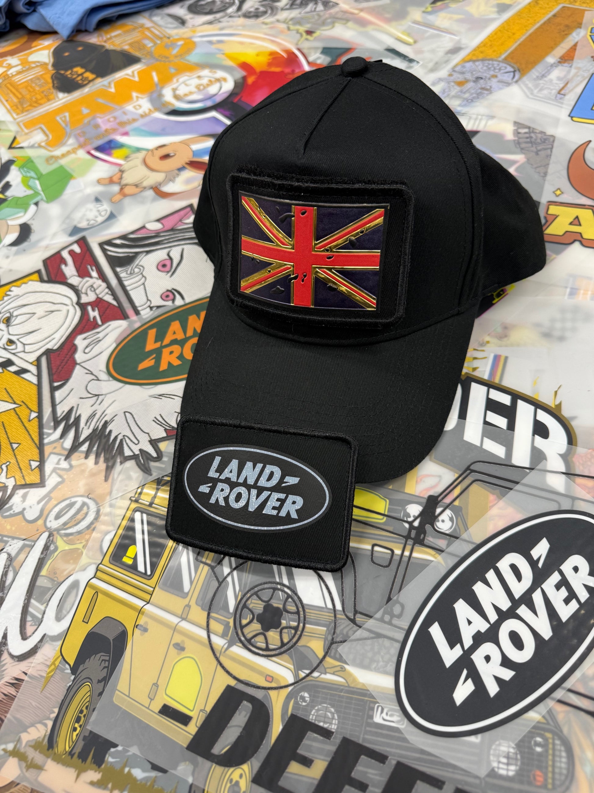 LANDROVER BLACK BASEBALL CAP WITH BADGES NON MESH