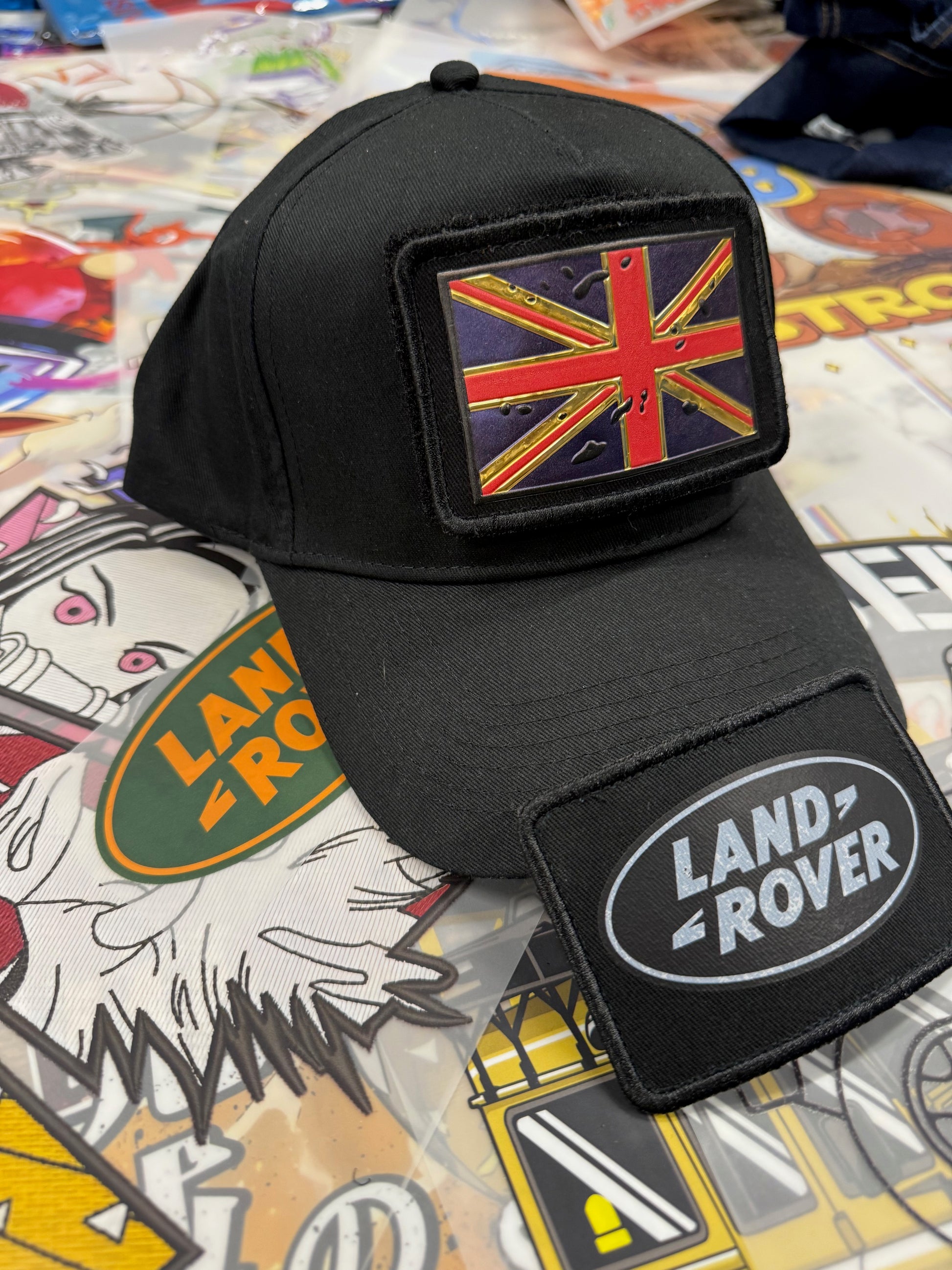 LANDROVER BLACK BASEBALL CAP WITH BADGES NON MESH