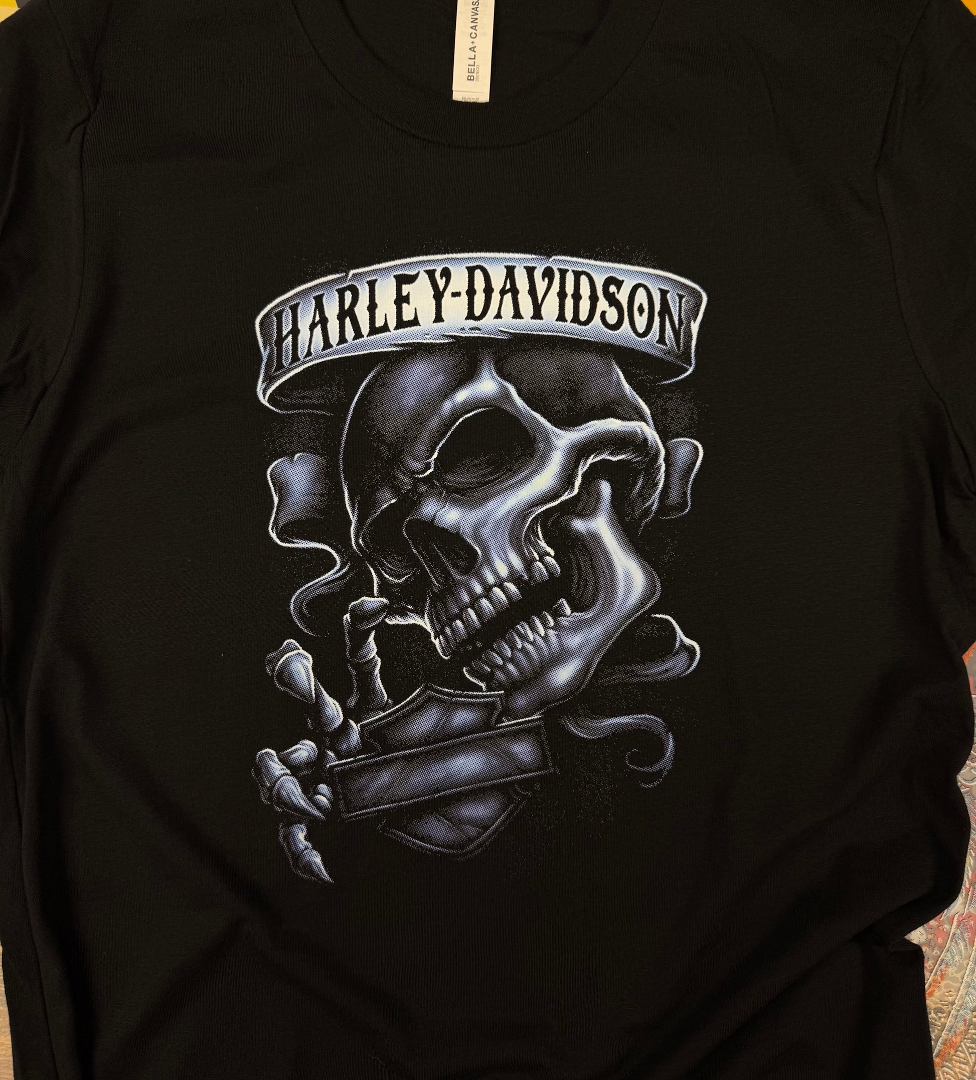 HARLEY DAVIDSON SKULL BLACK T SHIRT