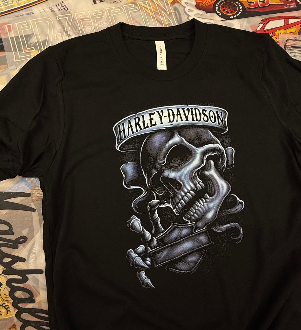 HARLEY DAVIDSON SKULL BLACK T SHIRT